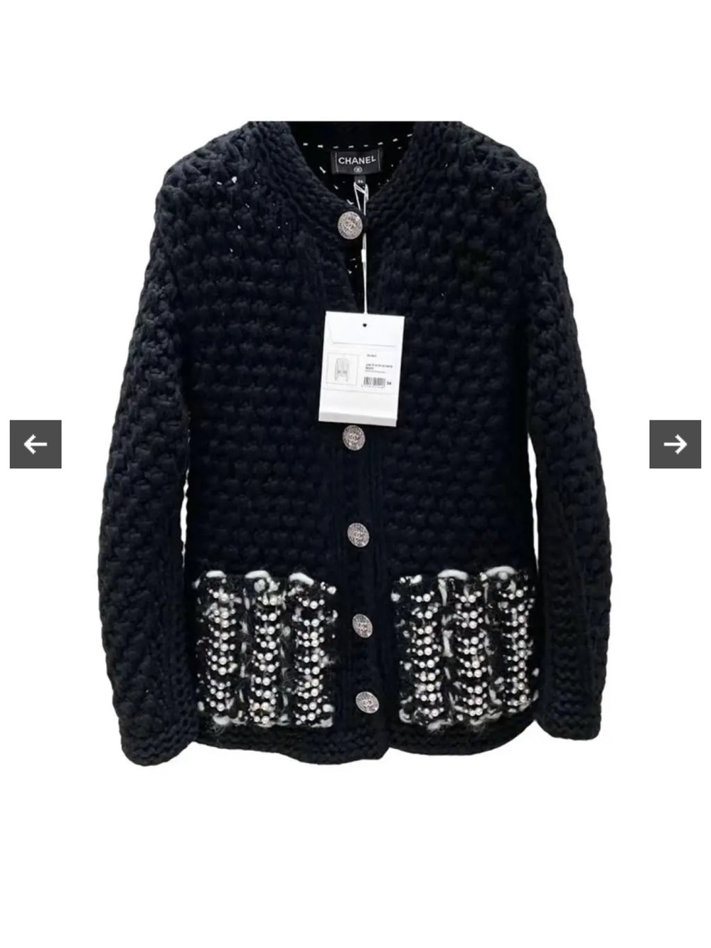 CHANEL black wool 2022 22A FLORENCE PEARL KNIT Jacket black&multicolor sz 36 NWT